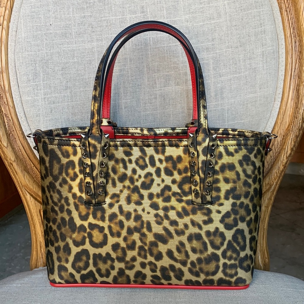 Christian Louboutin Cabata E/W Mini Calf Coins Leopard Handbag